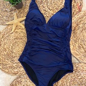 Navy blue one piece swim suit